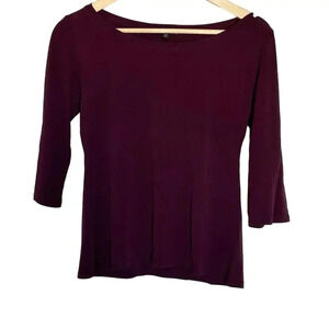 Eileen Fisher Stretch Silk Jersey Shirt Burgandy Size S/P